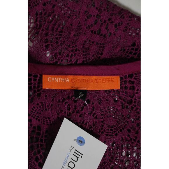 Cynthia Cynthia Steffe Womens Lace Half Sleeve One Button Cardigan Purple Size S - Picture 4 of 4